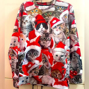 Kitty Cats Santa Hats Ugly Christmas Sweater Men's/women’s Sweatshirt SizeS ( M)
